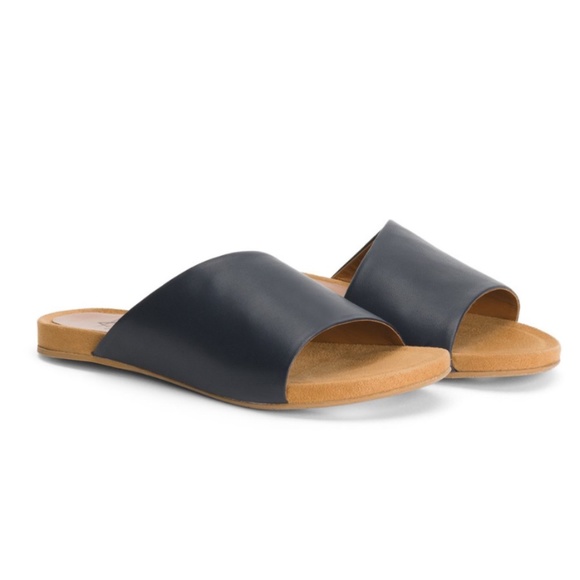 Aquatalia Dedra Leather Slide Sandals Navy Size 6 - Picture 2 of 11